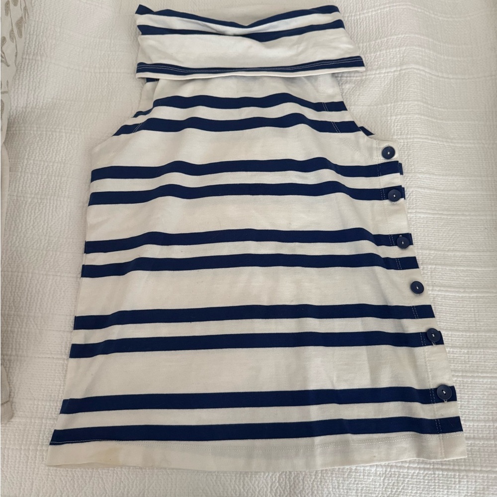 Anthropologie Navy and White Striped Top